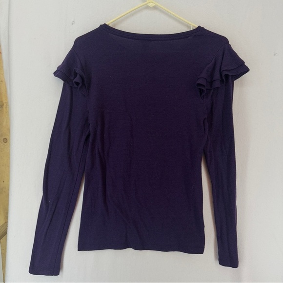 Ann Taylor Ruffle Trim Long Sleeve Sweater Small Purple - Picture 7 of 9